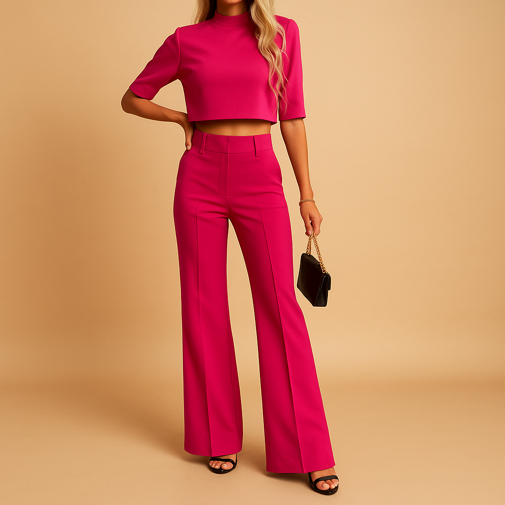Getailleerde herfstset met top en broek voor dames | Mareen