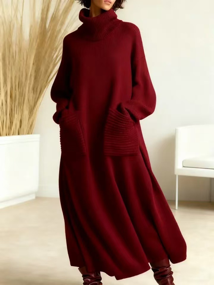 Falado - Oversized gebreide jurk met col voor dames