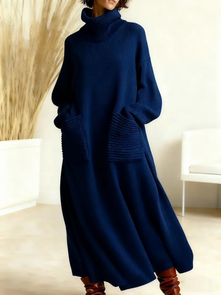 Falado - Oversized gebreide jurk met col voor dames