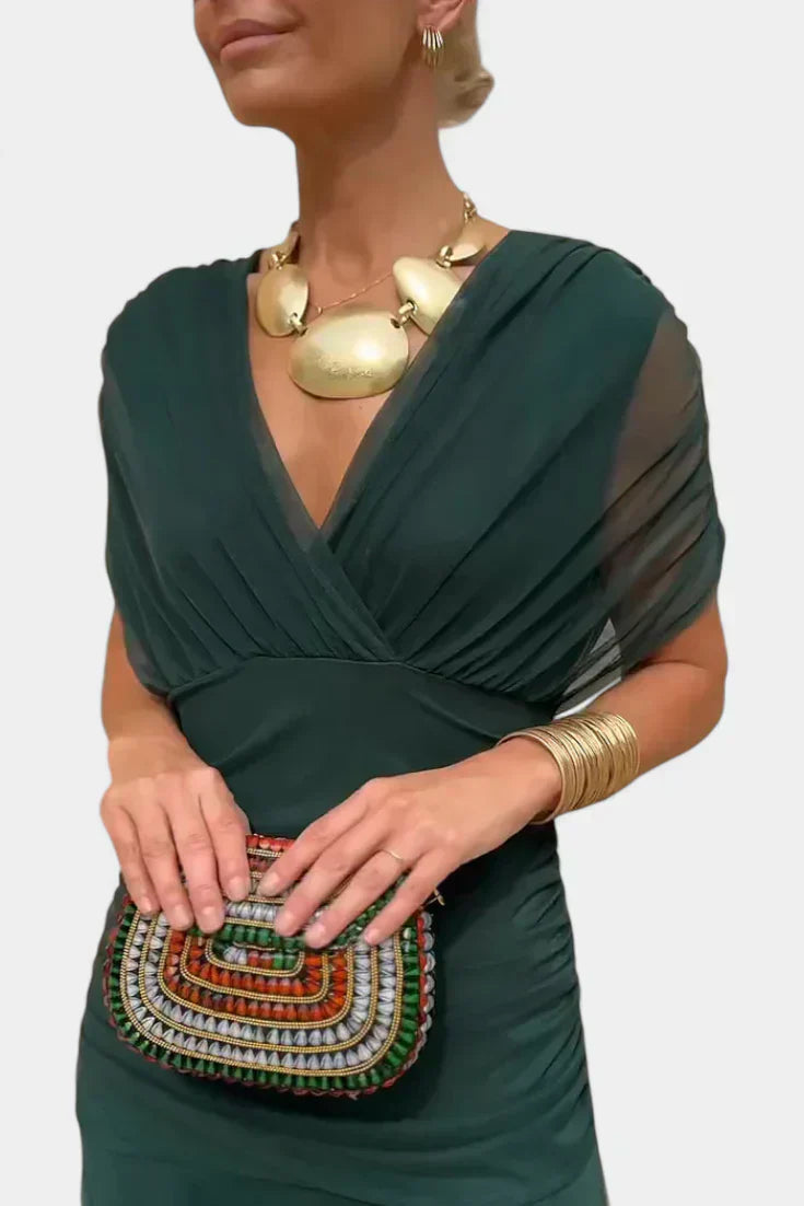 Zenviro - Elegante, soepel vallende midi-jurk met V-hals