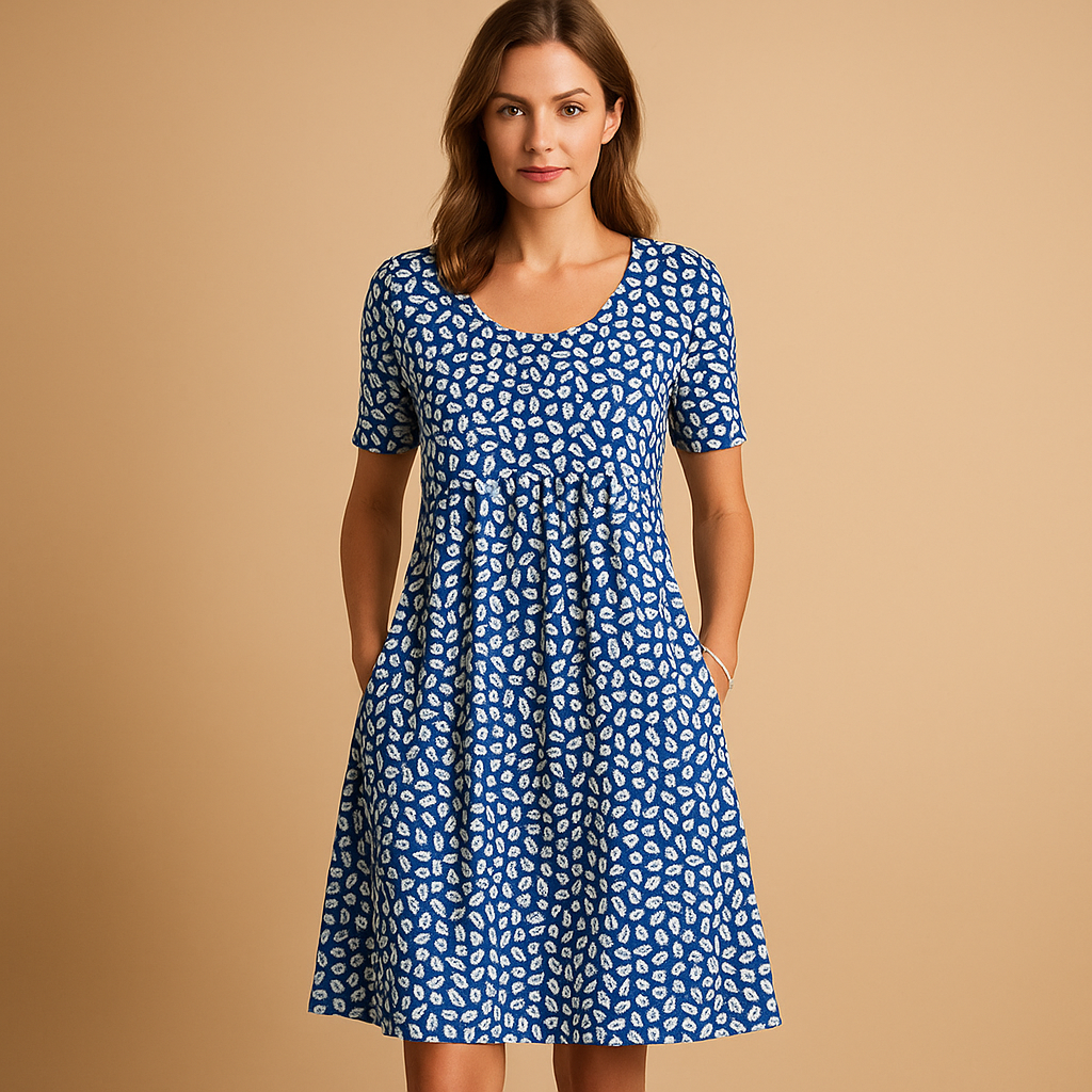 Luchtige midi-jurk met zomerse prints voor dames | Janne