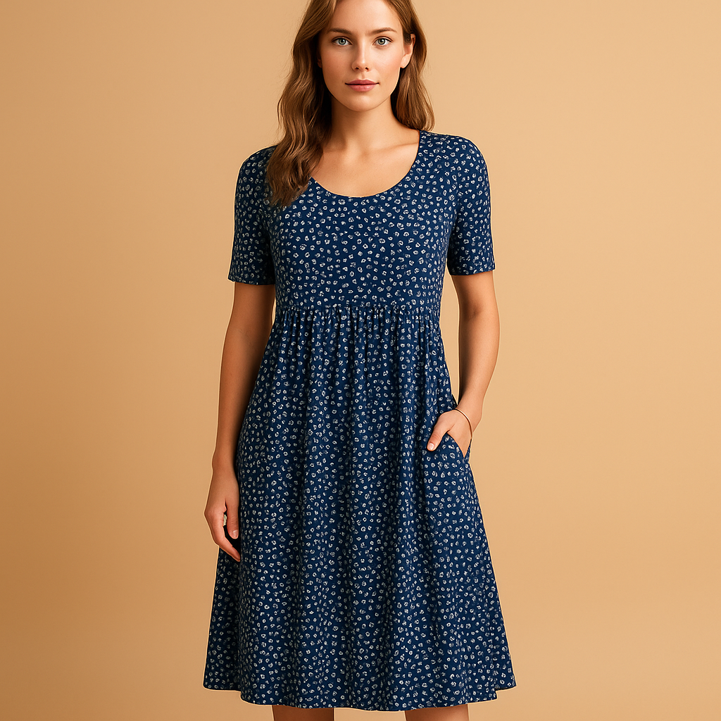 Luchtige midi-jurk met zomerse prints voor dames | Janne