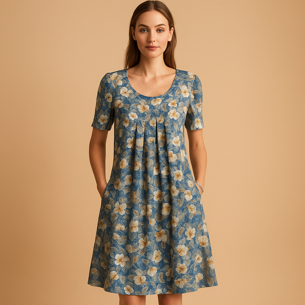 Luchtige midi-jurk met zomerse prints voor dames | Janne