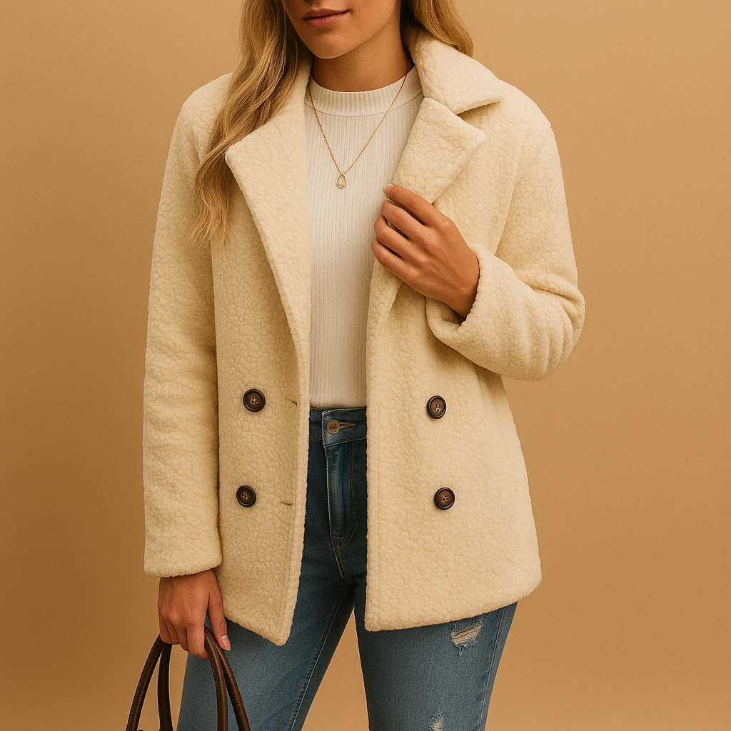 Korte winterjas met knoopsluiting voor dames | Lieke