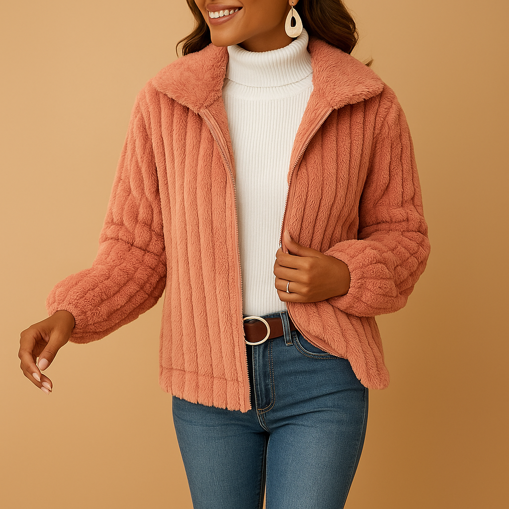 Lang fleece damesvest met kraag | Eveline