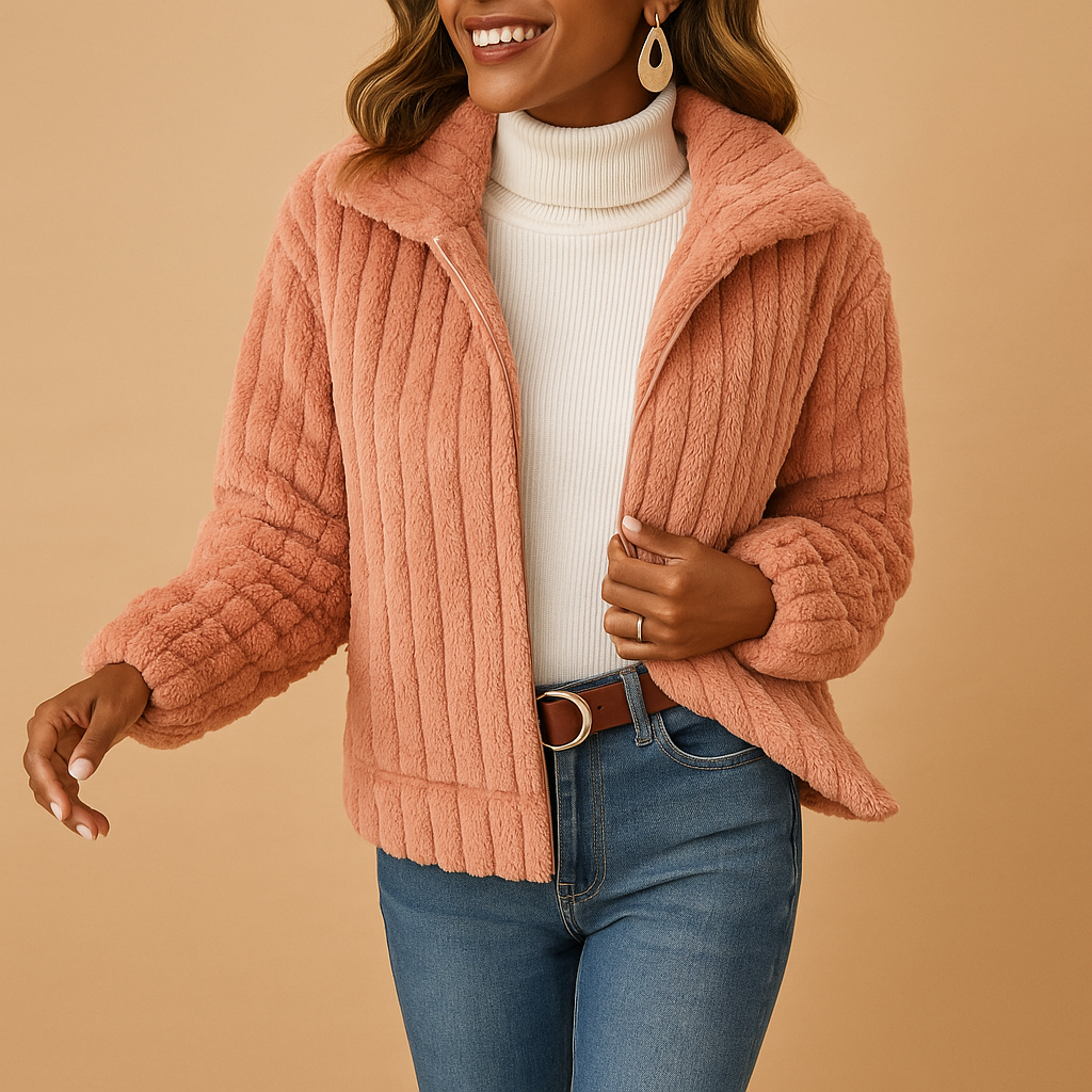 Lang fleece vest met opstaande kraag voor dames | Isabelle