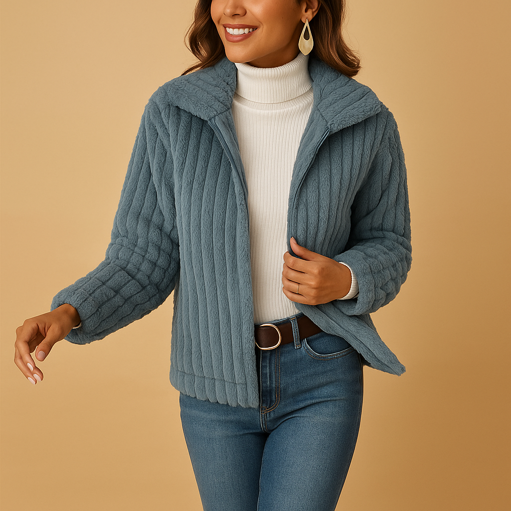 Lang fleece vest met opstaande kraag voor dames | Isabelle
