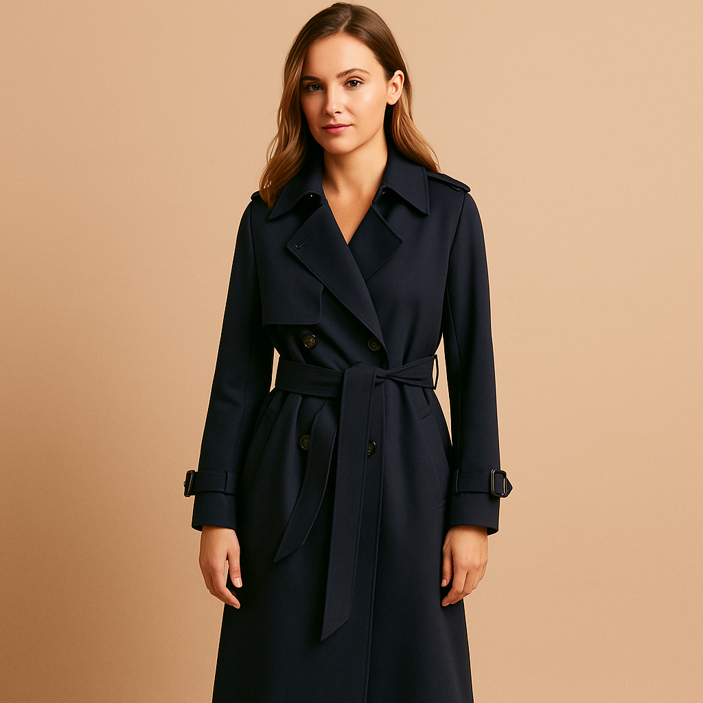 Lange elegante wintermantel met dubbele knopen voor dames | Mariska