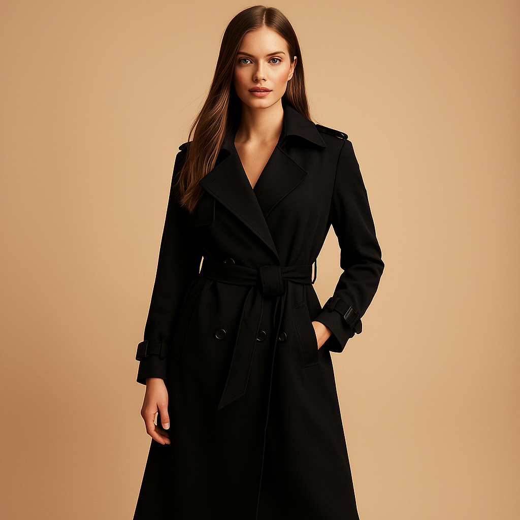 Lange elegante wintermantel met dubbele knopen voor dames | Mariska