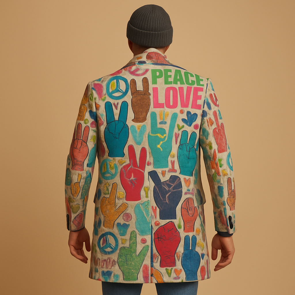 Lange herenmantel met grafisch design | Florian