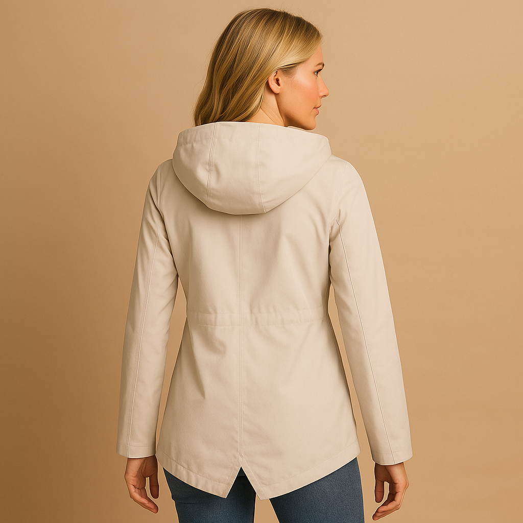 Lange waterafstotende regenjas met capuchon voor dames | Femke