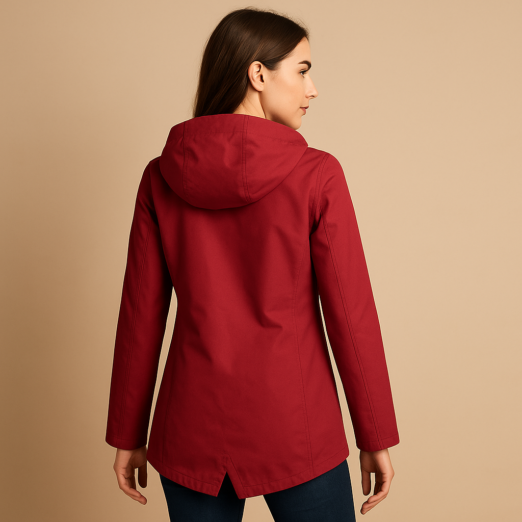 Lange waterafstotende regenjas met capuchon voor dames | Femke