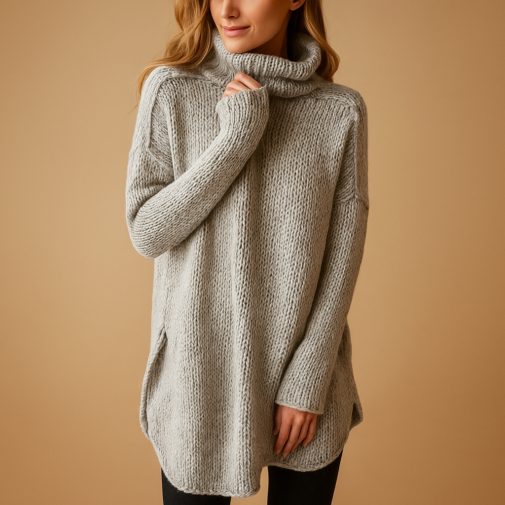 Lange warme trui met print voor dames | Mila