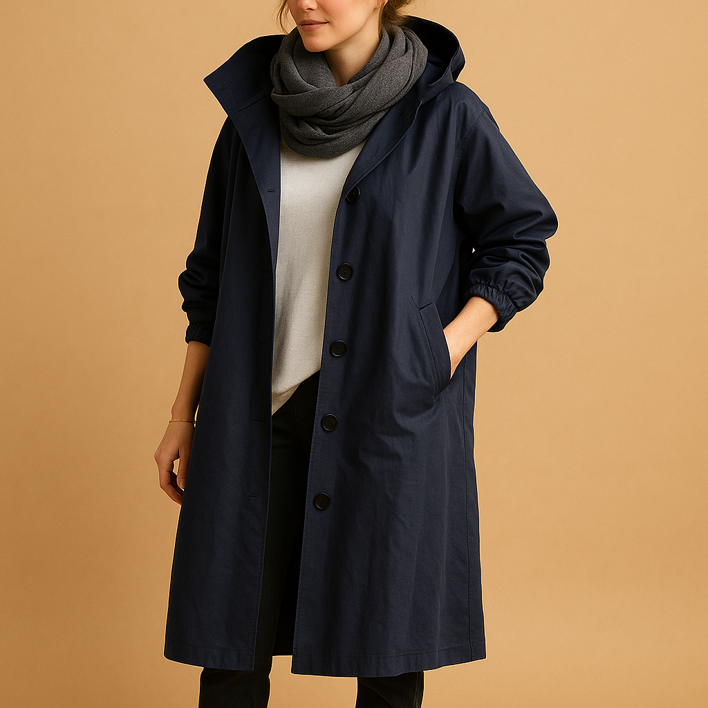 Lange waterdichte regenjas voor dames | Liora