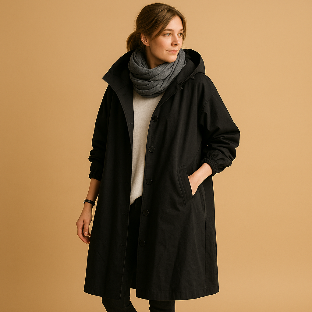Lange waterdichte regenjas voor dames | Liora