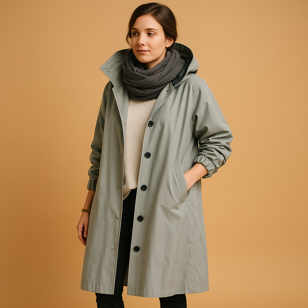 Lange waterdichte regenjas voor dames | Liora