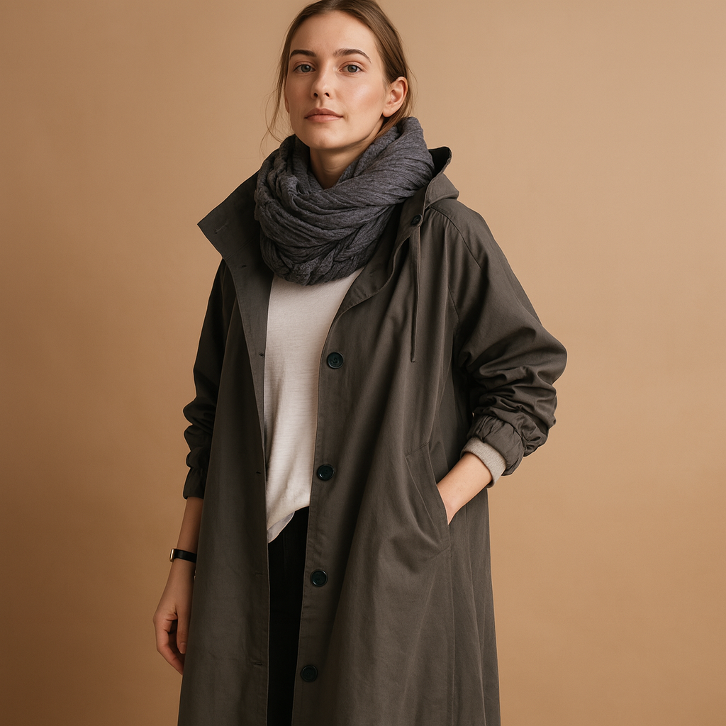 Lange waterdichte regenjas voor dames | Liora