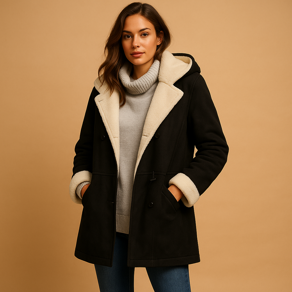 Lange winterjas met capuchon voor dames | Evelien