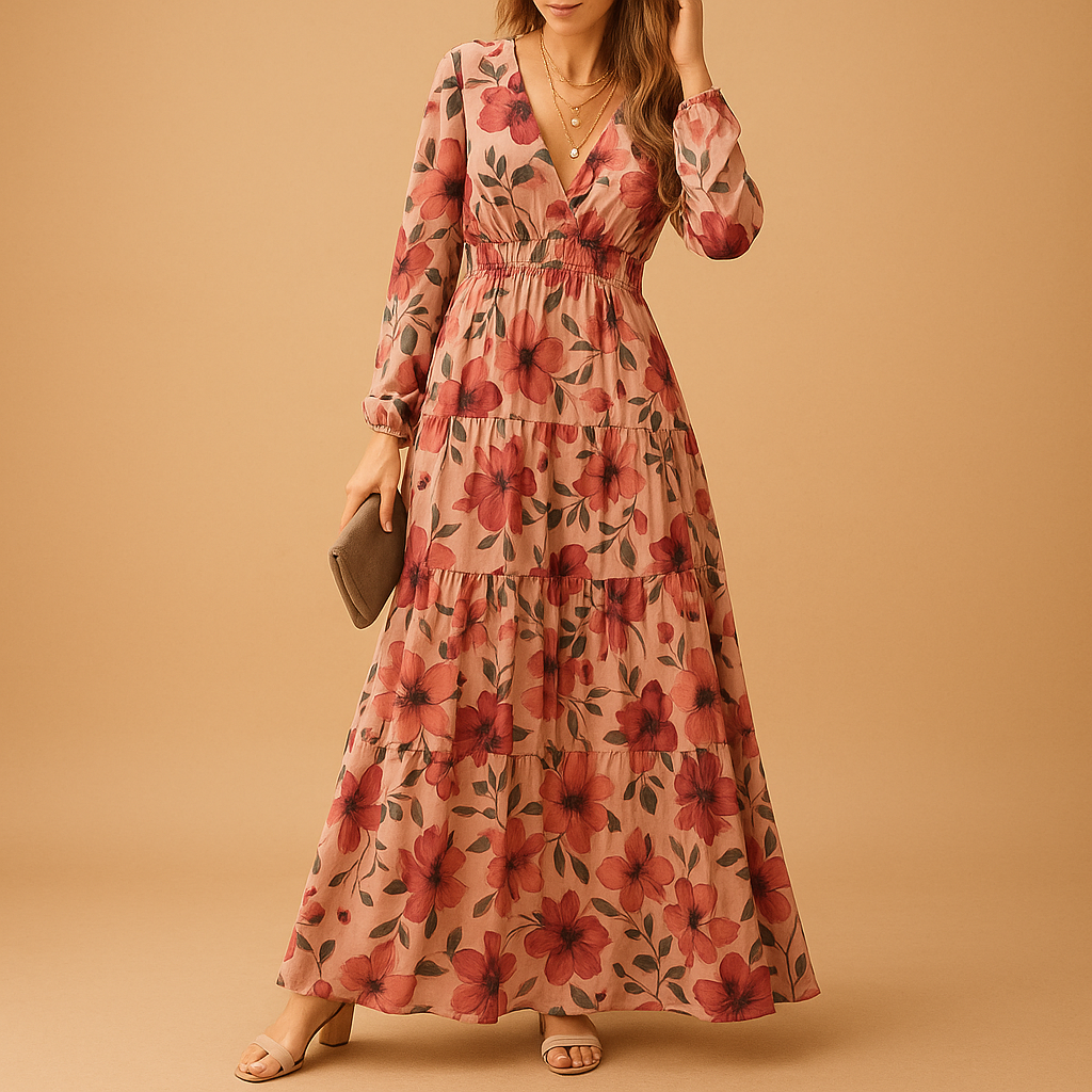 Lange zomerjurk met bloemenprint voor dames | Noa