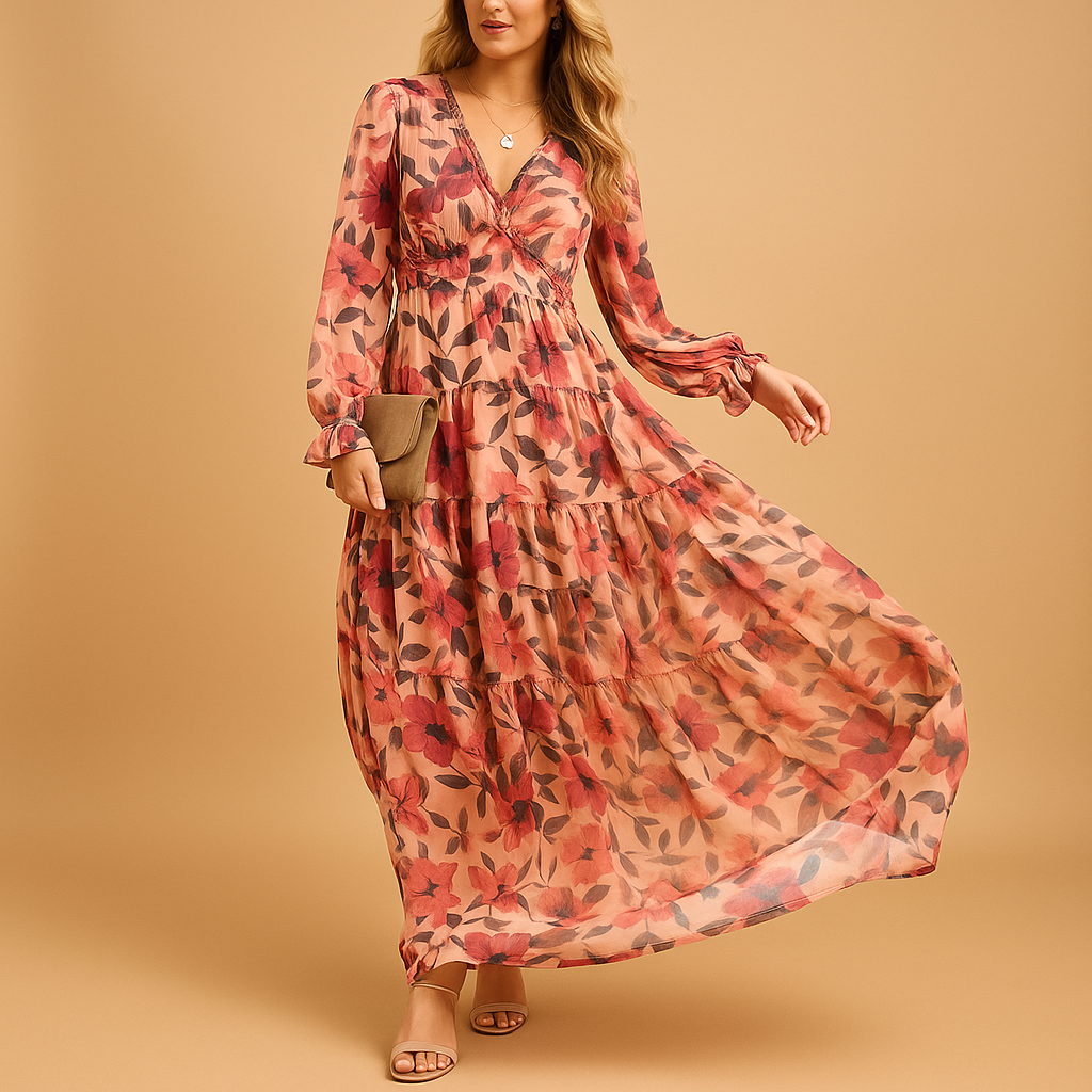 Lange zomerjurk met bloemenprint voor dames | Noa