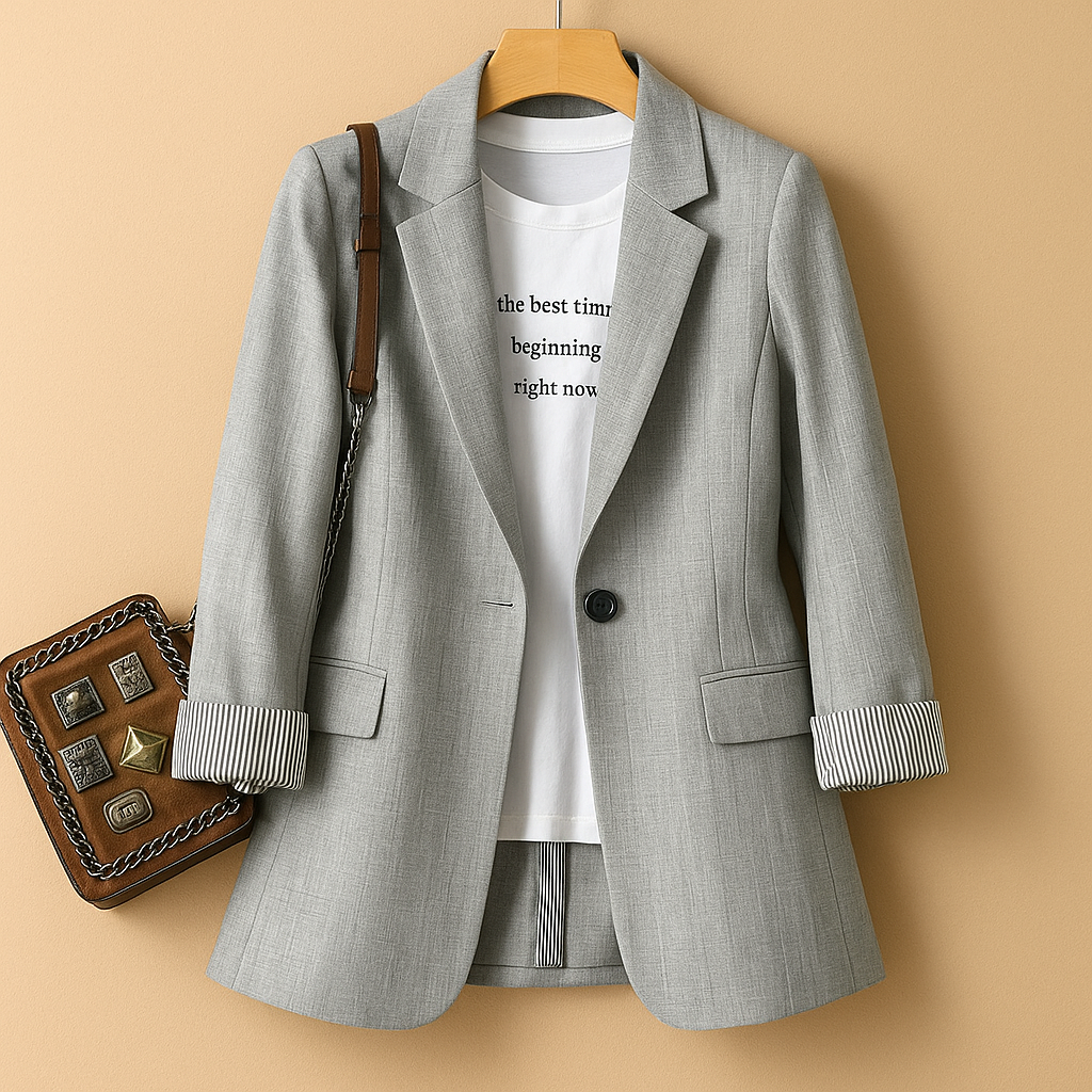 Lichtgewicht casual blazer met lange mouwen voor dames | Evelien