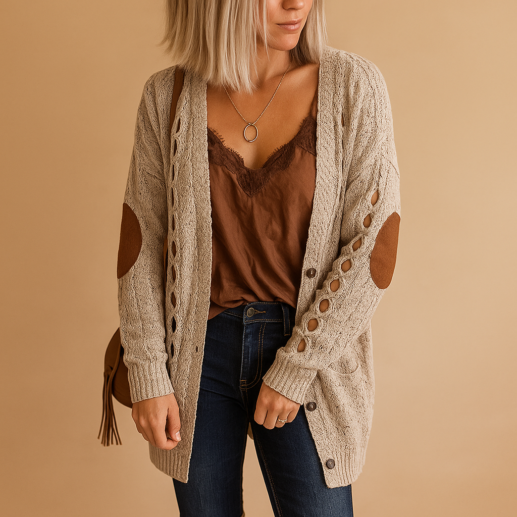 Lichtgewicht gebreid vest met capuchon voor dames | Evelien