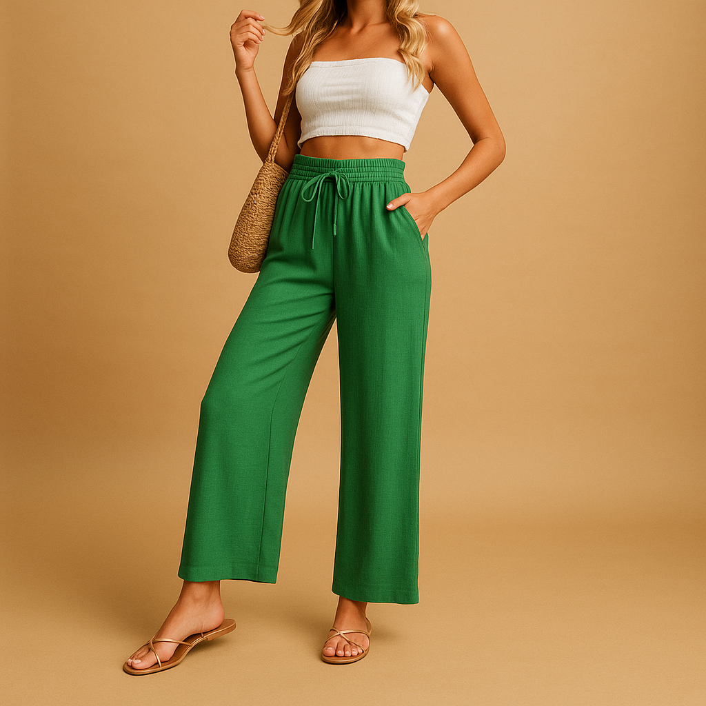 Loungebroek met hoge taille en rechte pijpen voor dames | Benthe
