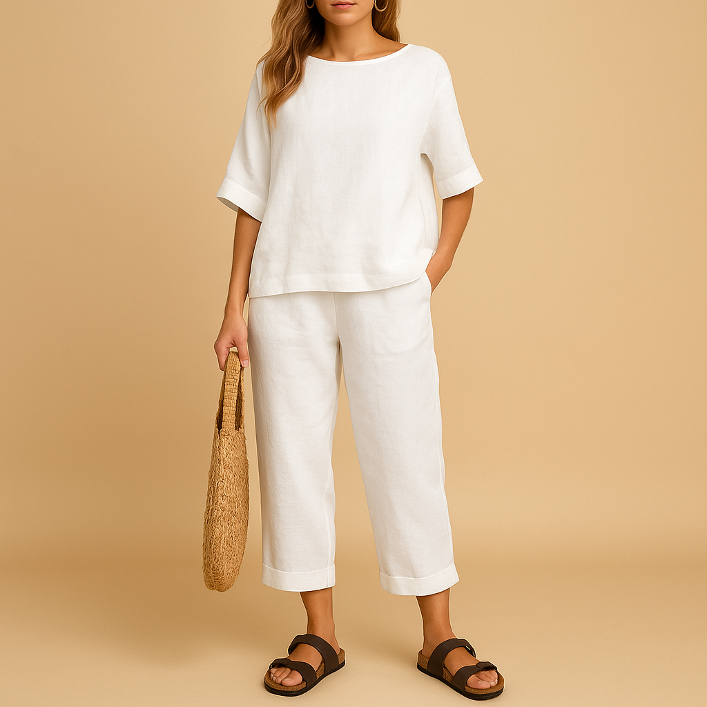 Luchtige dames set met los vallend shirt en enkellange broek | Kiana