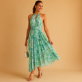 Maxi-jurk met bloemenprint en hoge taille voor dames | Lina