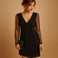 Mini-jurk met V-hals en lange mouwen voor dames | Yinthe
