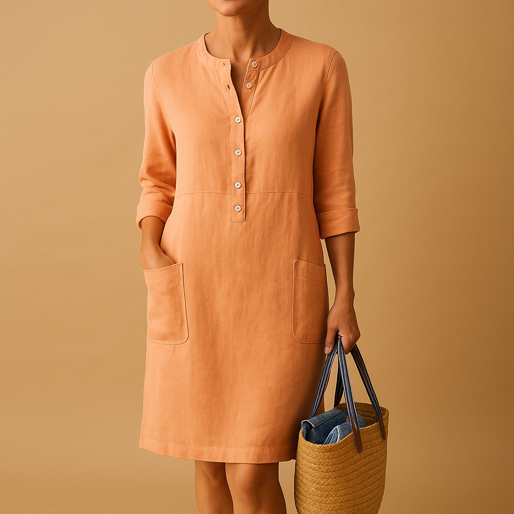 Minimalistische midi-jurk in effen kleur voor dames | Lianne