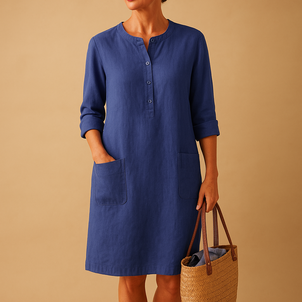 Minimalistische midi-jurk in effen kleur voor dames | Lianne