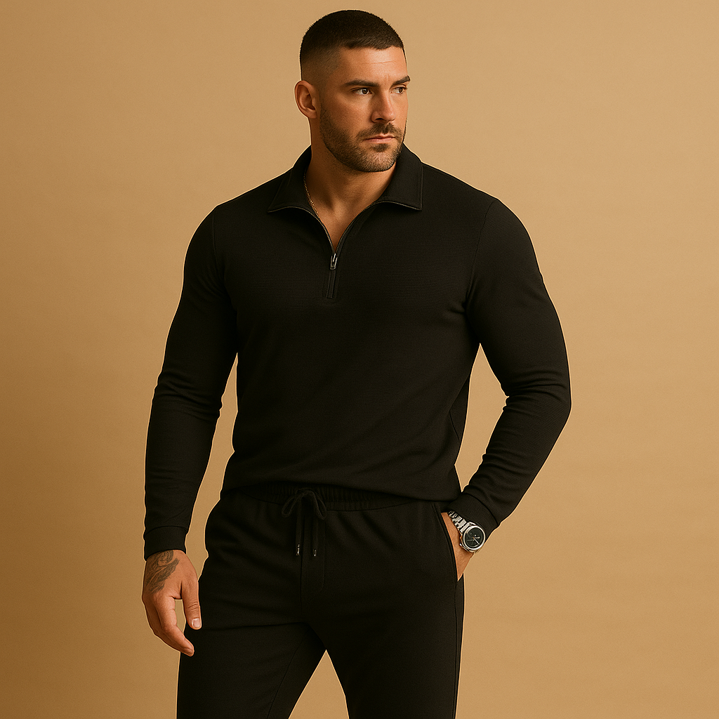 Moderne heren tracksuit met rits en tapered broek | Rens