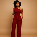 One-shoulder jumpsuit met wijde pijpen voor dames | Femke