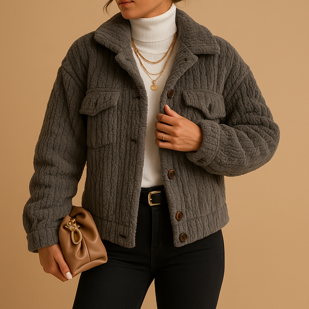 Oversized zachte jas met parelknopen voor dames | Milou
