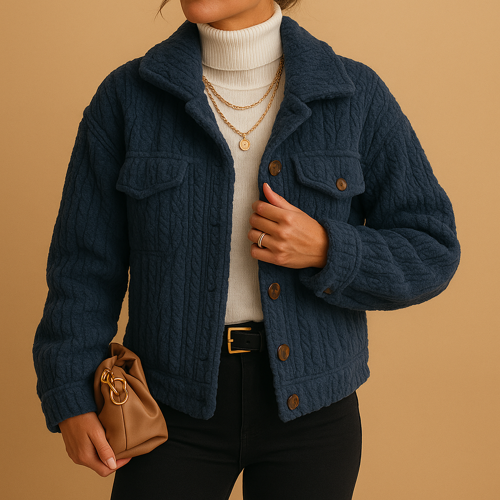 Oversized zachte jas met parelknopen voor dames | Milou