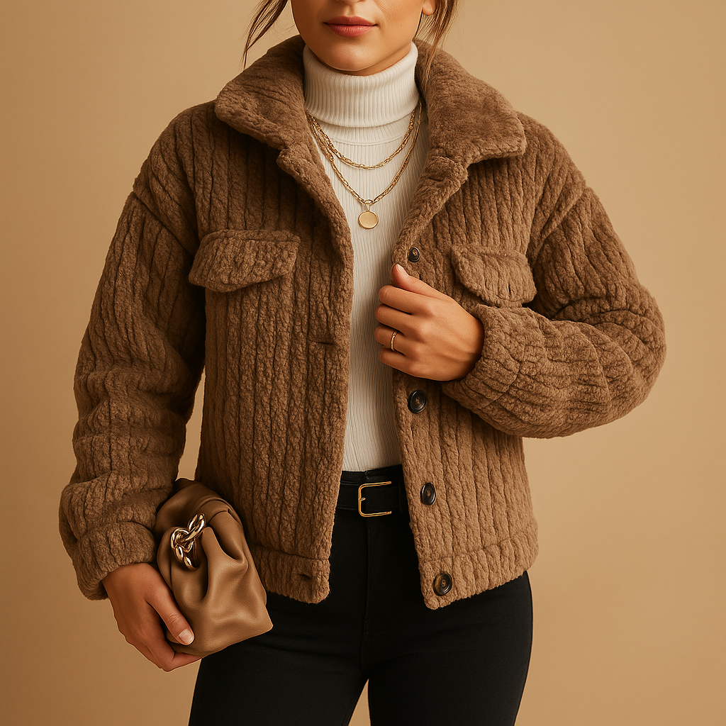 Oversized zachte jas met parelknopen voor dames | Milou