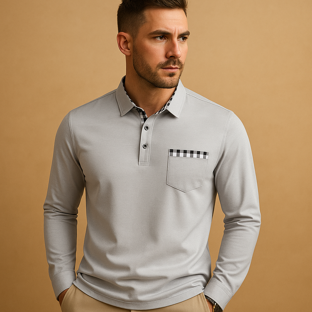 Polo shirt met lange mouwen en kraag voor heren | Mats