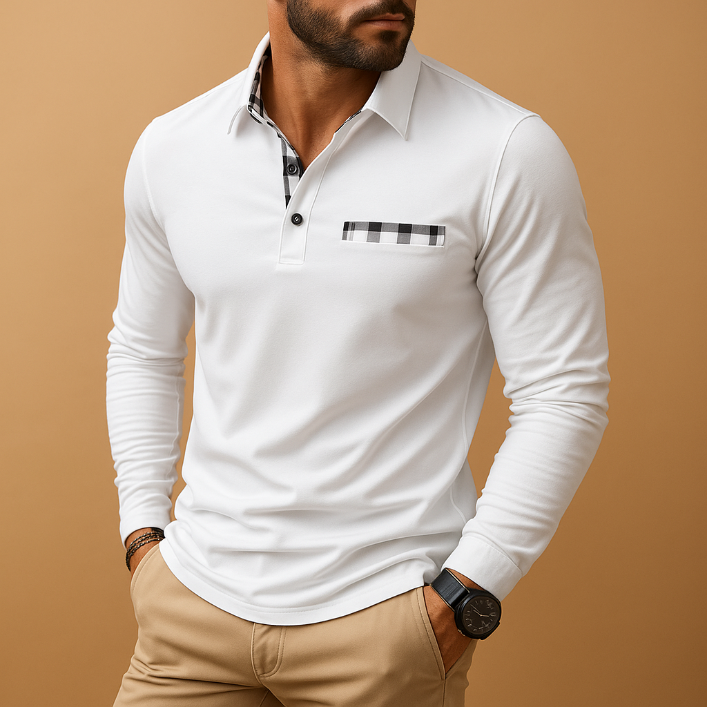 Polo shirt met lange mouwen en kraag voor heren | Mats