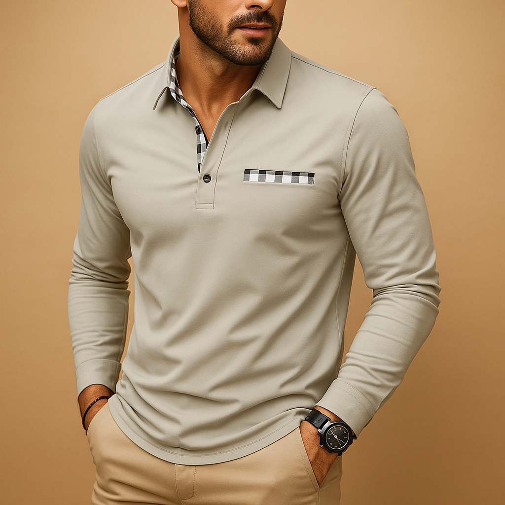 Polo shirt met lange mouwen en kraag voor heren | Mats