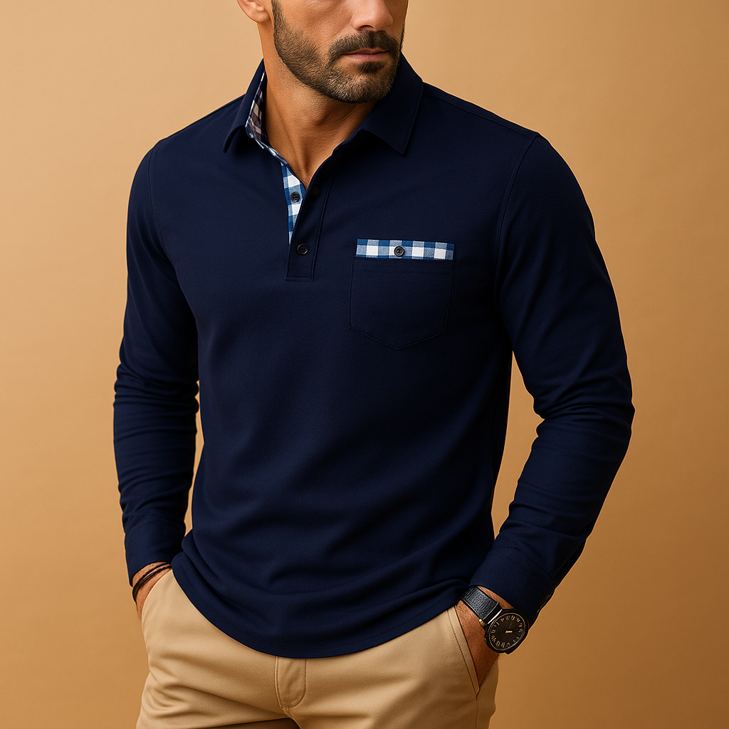 Polo shirt met lange mouwen en kraag voor heren | Mats