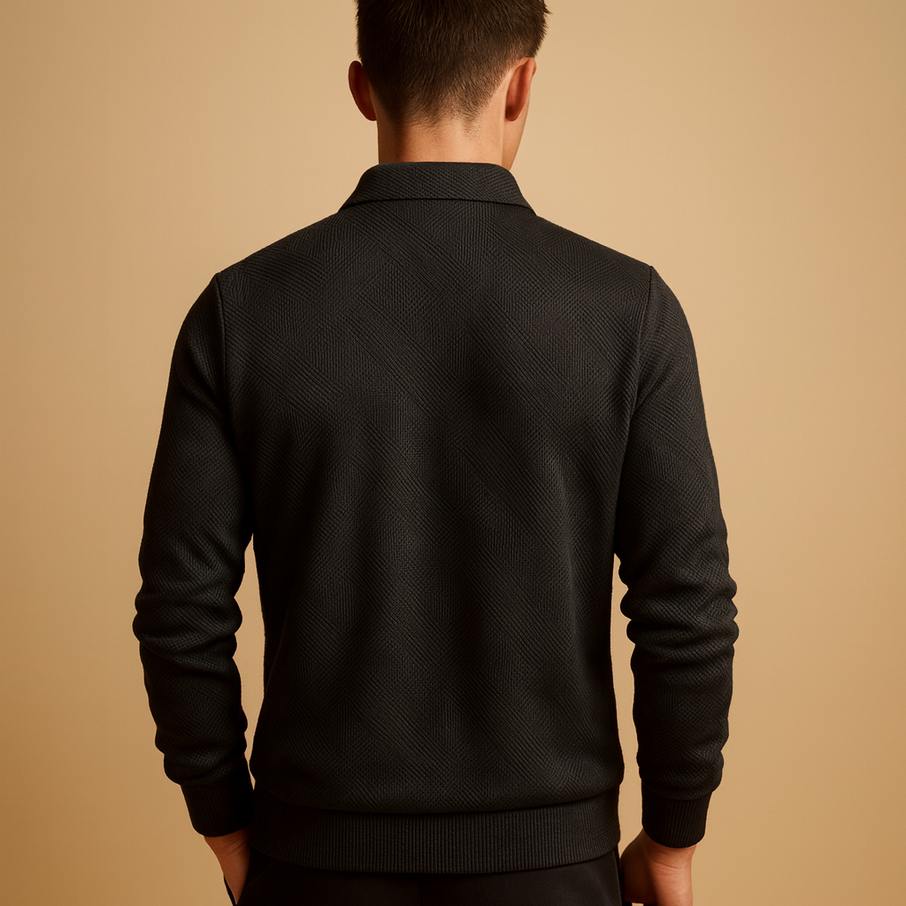 Polo trui met kwart rits en geometrische print voor heren | Damian
