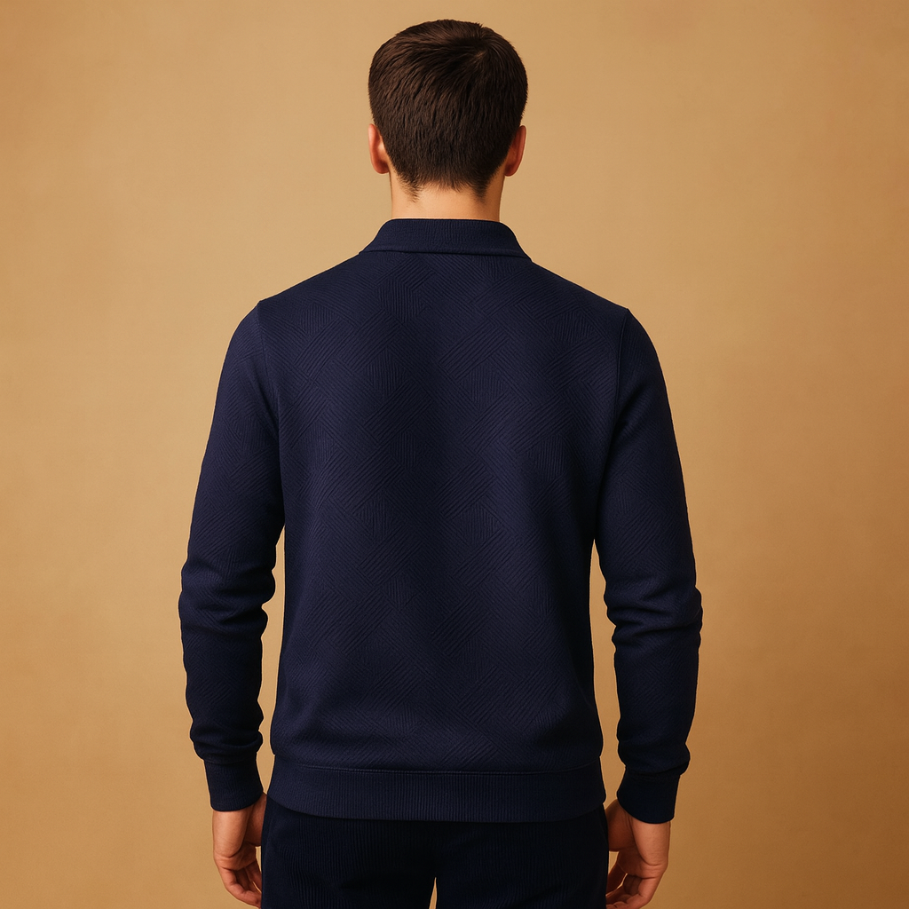 Polo trui met kwart rits en geometrische print voor heren | Damian