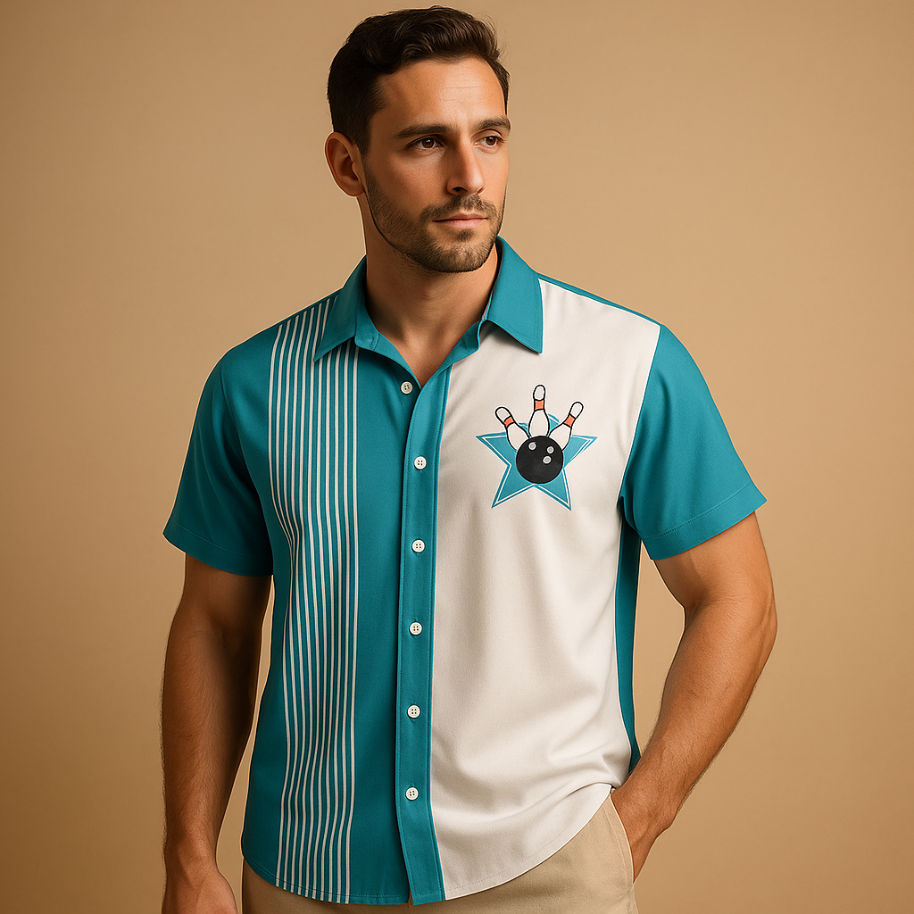 Poloshirt met retro bowlingprint voor heren | Ties
