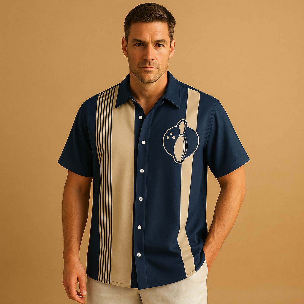 Poloshirt met retro bowlingprint voor heren | Ties