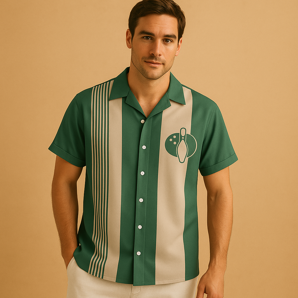 Poloshirt met retro bowlingprint voor heren | Ties