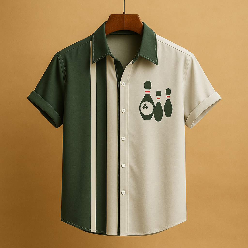 Poloshirt met retro bowlingprint voor heren | Ties