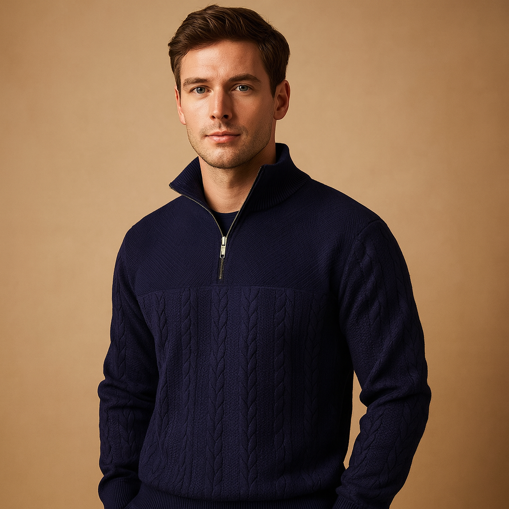 Pullover met kwart rits en relaxed fit voor heren | Ruben
