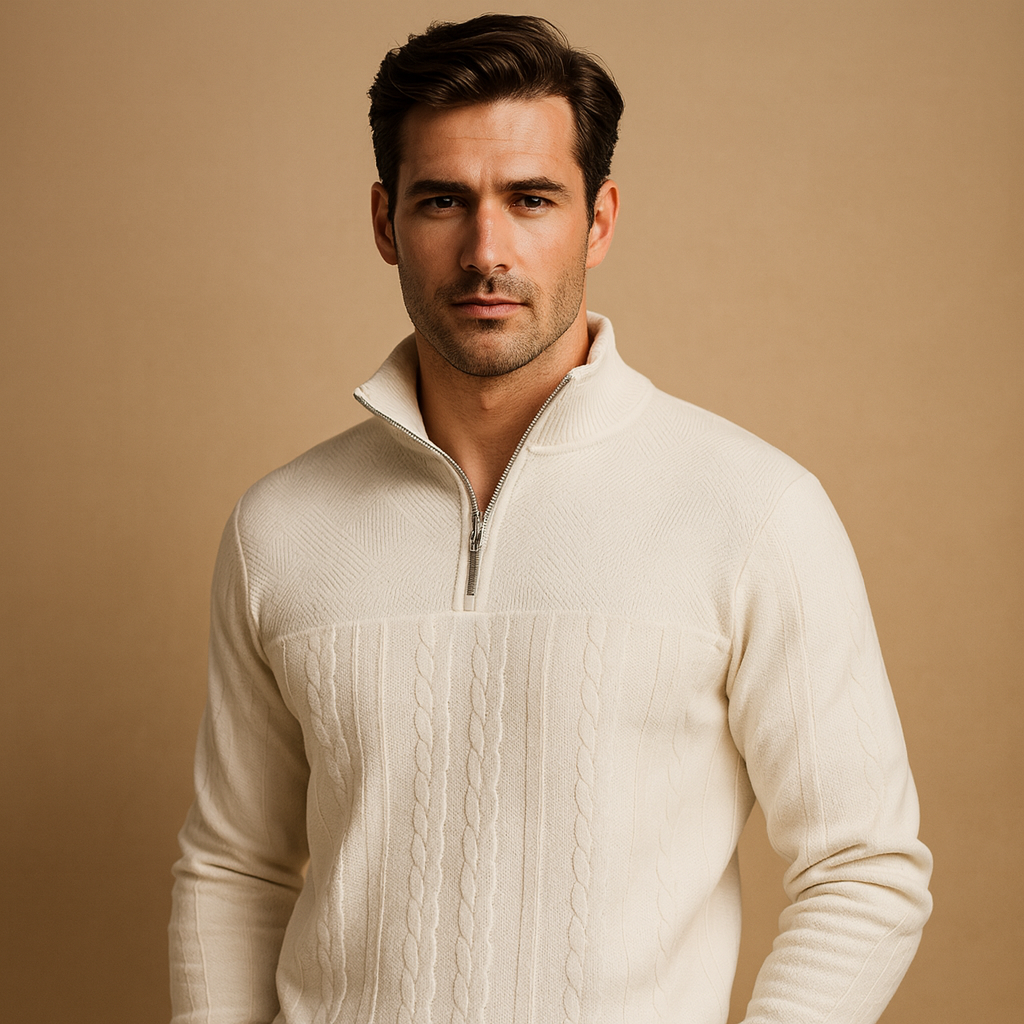 Pullover met kwart rits en relaxed fit voor heren | Ruben