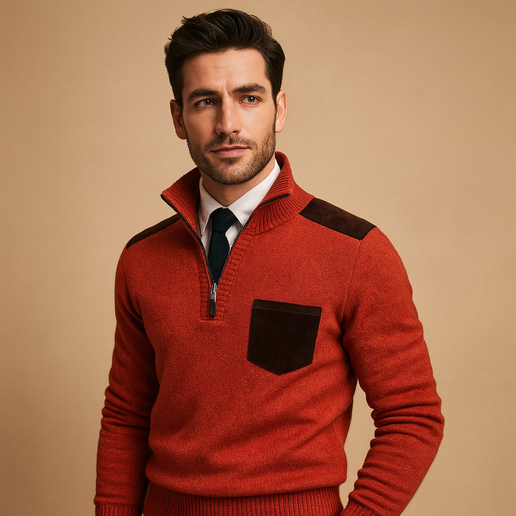 Pullover trui met kraag en borstzak voor heren | Ruben